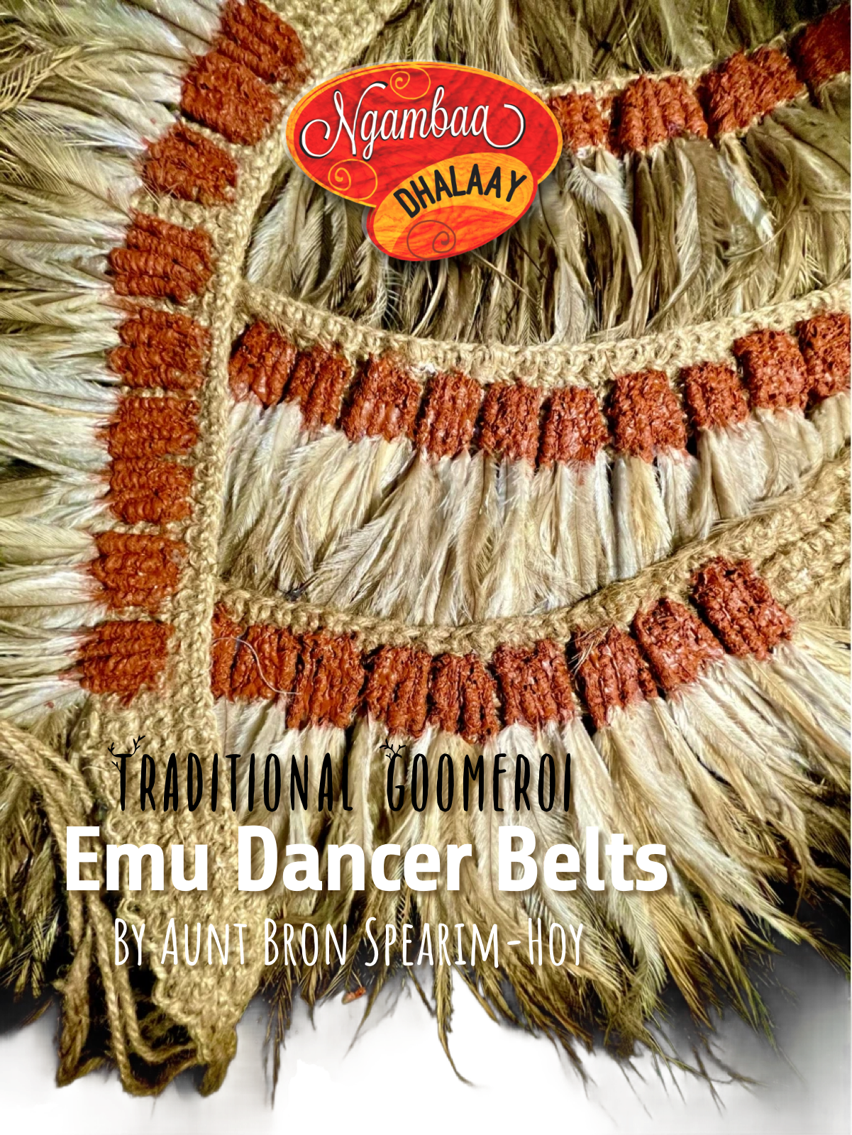 PromoCard - Emu dancer belts with Ngambaa Dhalay logo and text on a white background